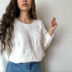 Vintage 100% cotton embroidered knit